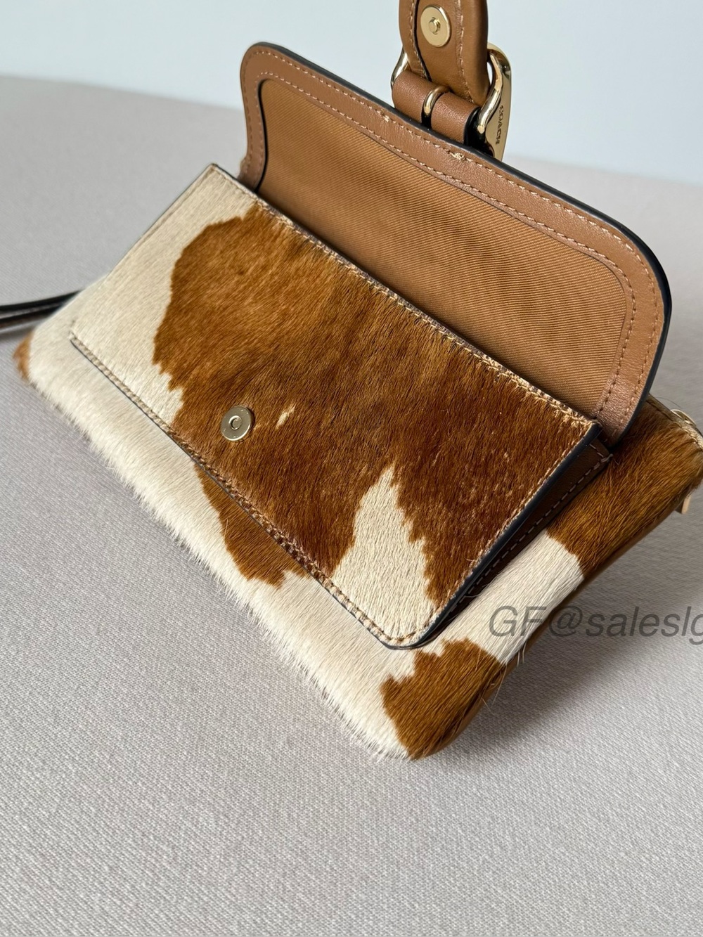 NWT Coach Ashton Haircalf Cow Print Wristlet Clutch Wallet Rare CDY07 Tan Brown - Picture 4 of 16